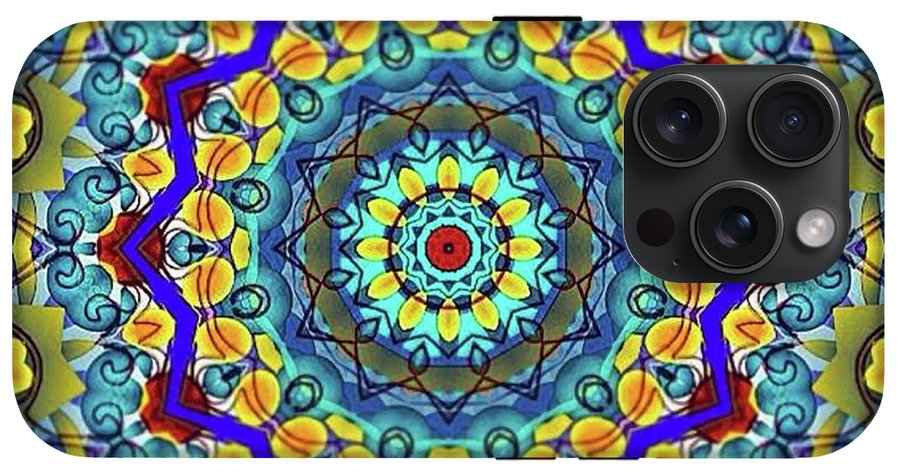 Hand Drawn Sea Green With Swirls Kaleidoscope - Phone Case