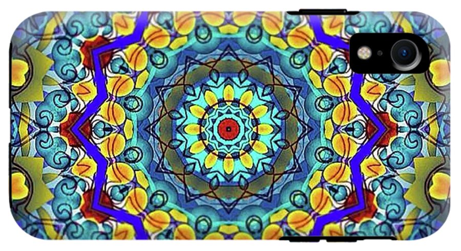 Hand Drawn Sea Green With Swirls Kaleidoscope - Phone Case