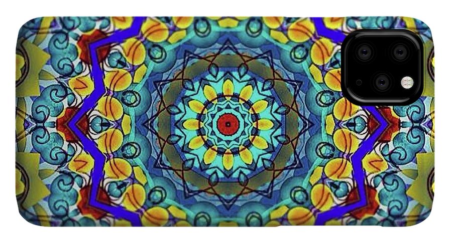 Hand Drawn Sea Green With Swirls Kaleidoscope - Phone Case