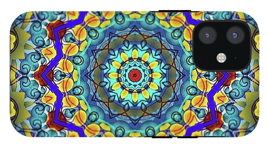 Hand Drawn Sea Green With Swirls Kaleidoscope - Phone Case