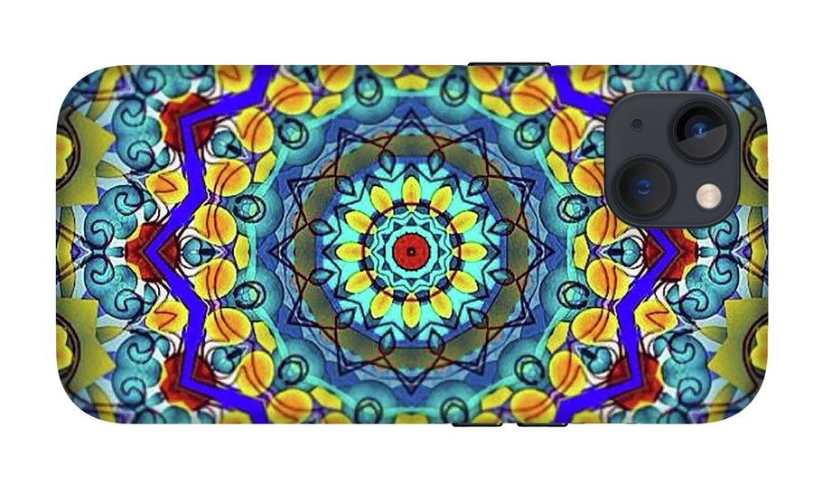 Hand Drawn Sea Green With Swirls Kaleidoscope - Phone Case