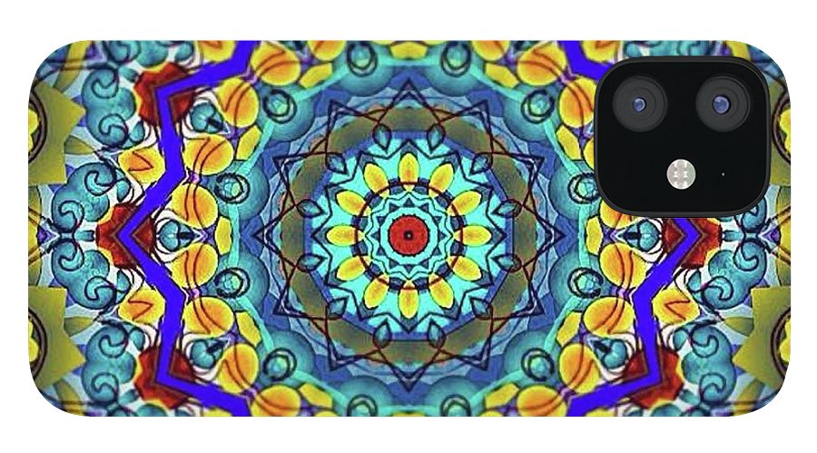 Hand Drawn Sea Green With Swirls Kaleidoscope - Phone Case