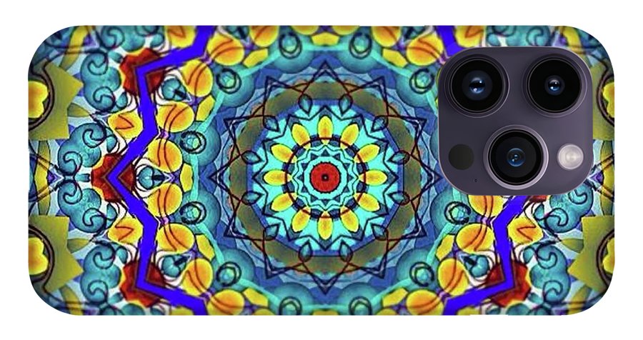 Hand Drawn Sea Green With Swirls Kaleidoscope - Phone Case