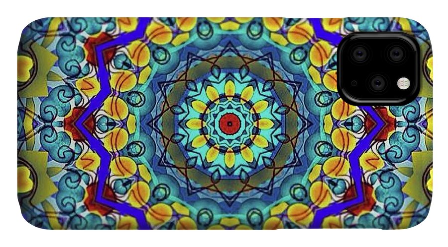 Hand Drawn Sea Green With Swirls Kaleidoscope - Phone Case