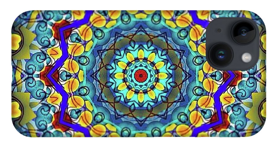 Hand Drawn Sea Green With Swirls Kaleidoscope - Phone Case