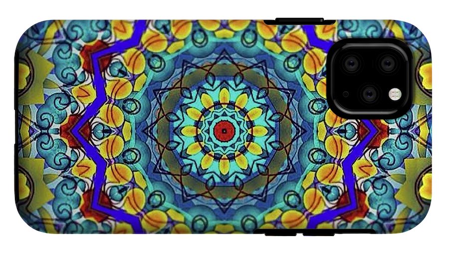 Hand Drawn Sea Green With Swirls Kaleidoscope - Phone Case