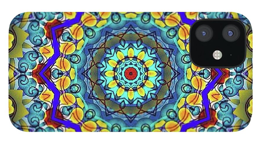 Hand Drawn Sea Green With Swirls Kaleidoscope - Phone Case