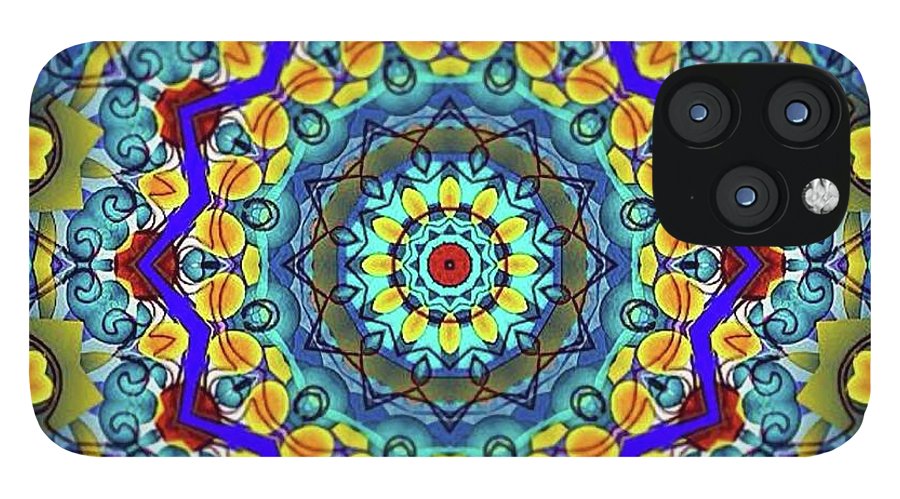 Hand Drawn Sea Green With Swirls Kaleidoscope - Phone Case