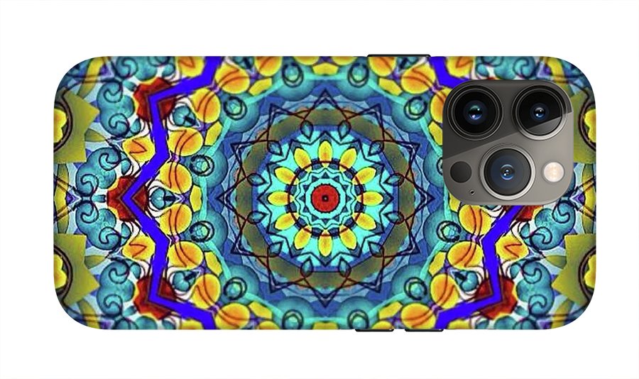 Hand Drawn Sea Green With Swirls Kaleidoscope - Phone Case