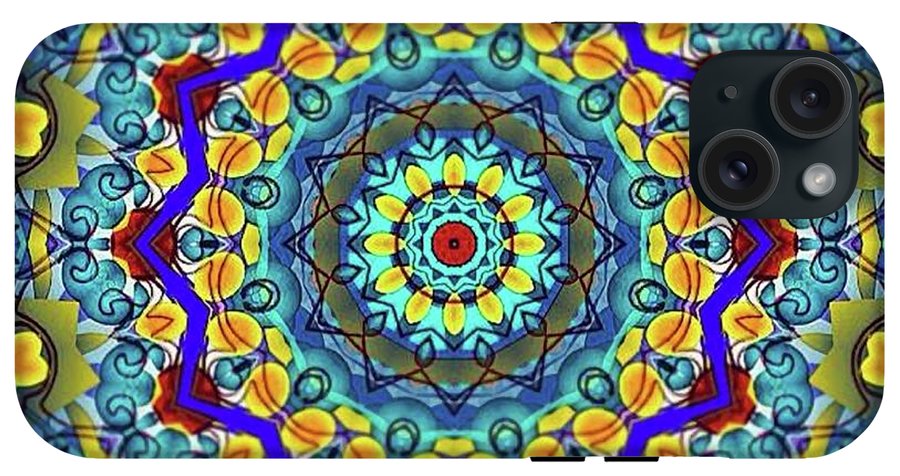 Hand Drawn Sea Green With Swirls Kaleidoscope - Phone Case