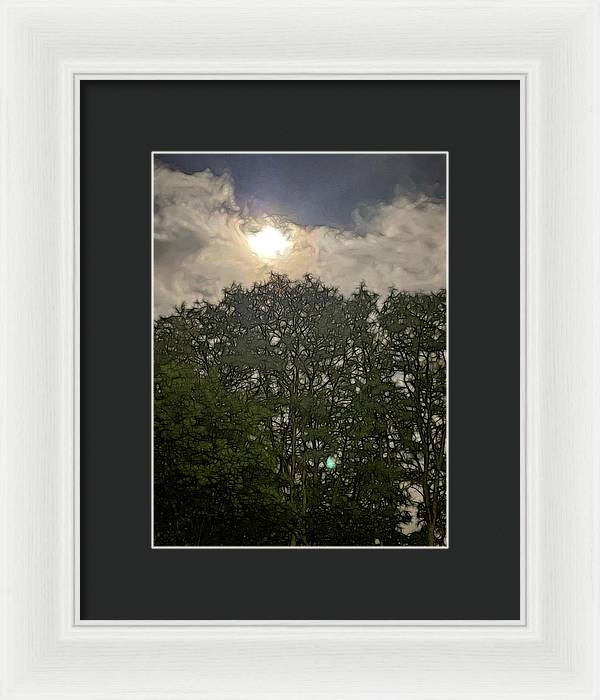 Harvest Moon Over Trees - Framed Print