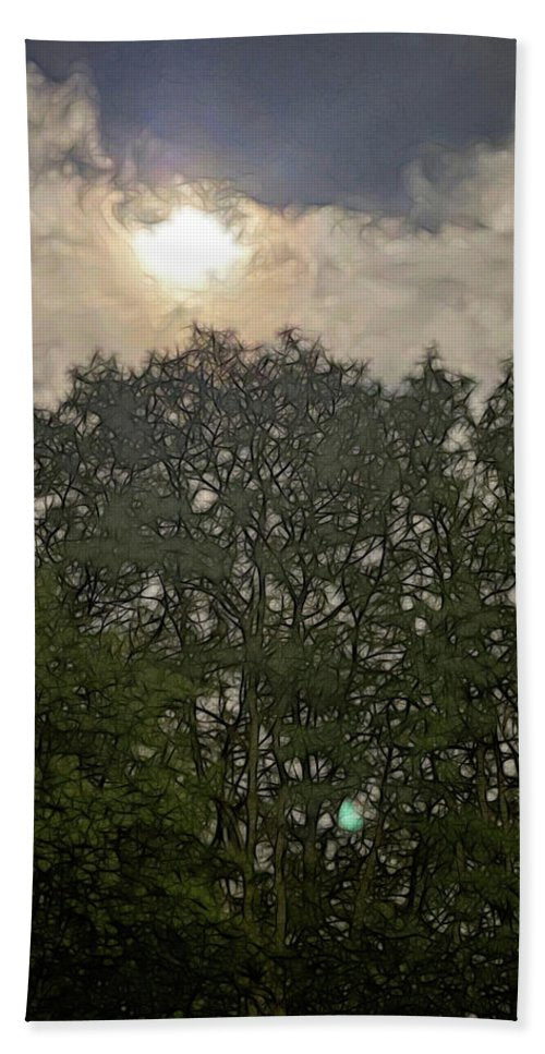 Harvest Moon Over Trees - Beach Towel