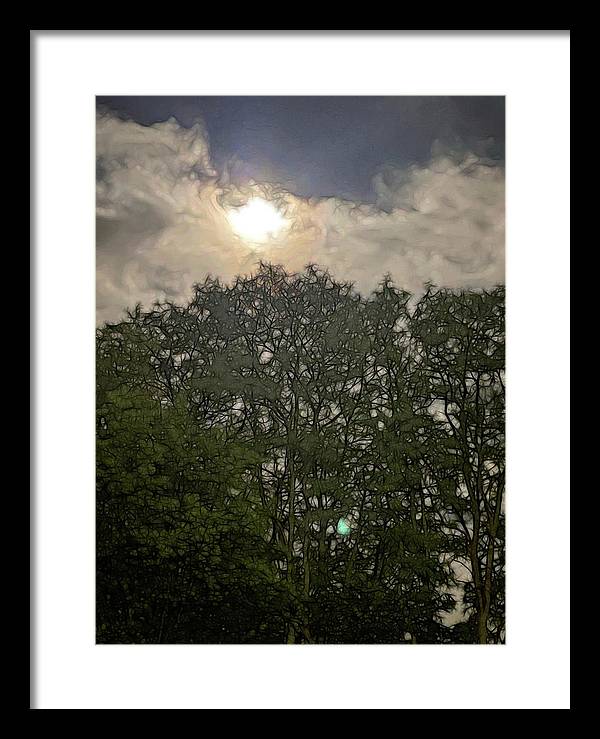 Harvest Moon Over Trees - Framed Print