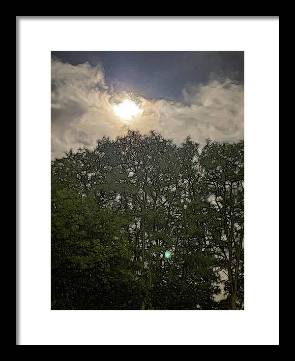 Harvest Moon Over Trees - Framed Print