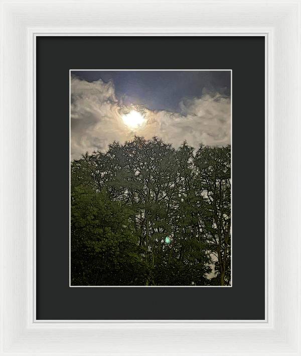 Harvest Moon Over Trees - Framed Print