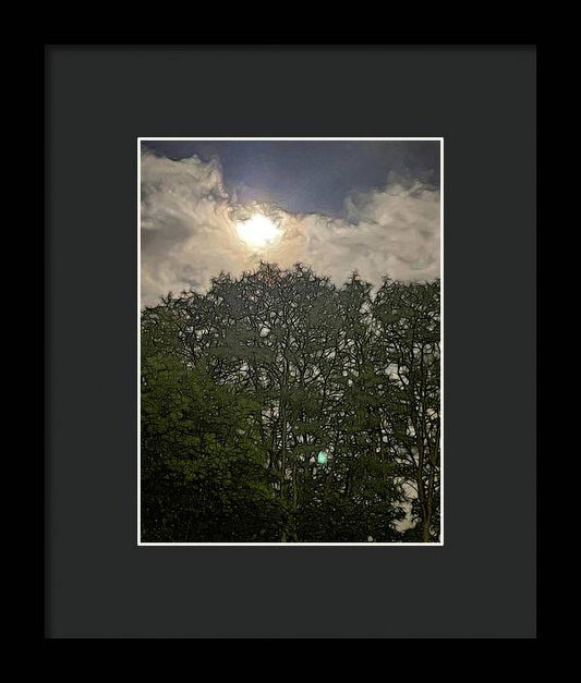 Harvest Moon Over Trees - Framed Print