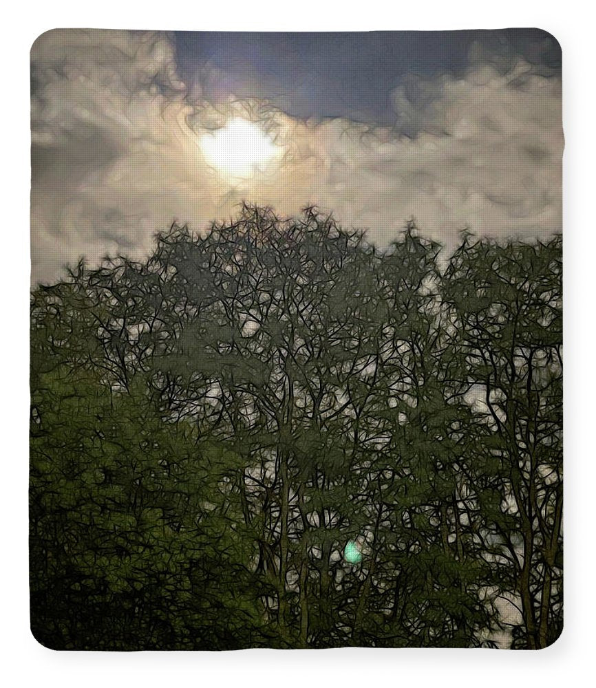 Harvest Moon Over Trees - Blanket