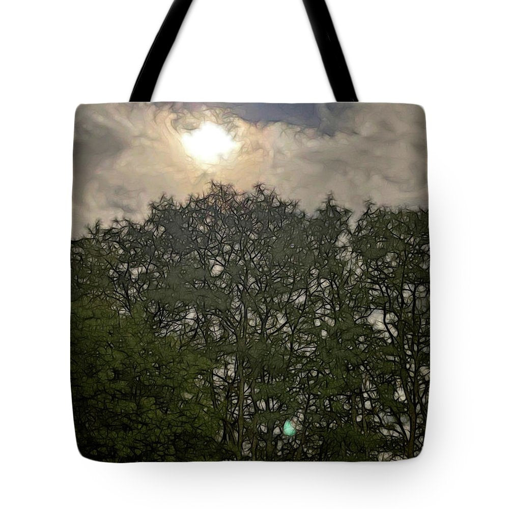 Harvest Moon Over Trees - Tote Bag