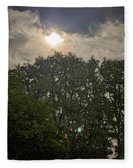 Harvest Moon Over Trees - Blanket