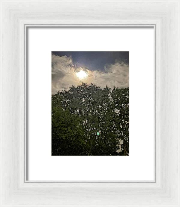 Harvest Moon Over Trees - Framed Print