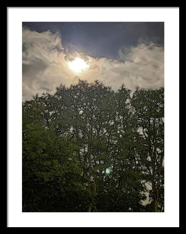 Harvest Moon Over Trees - Framed Print