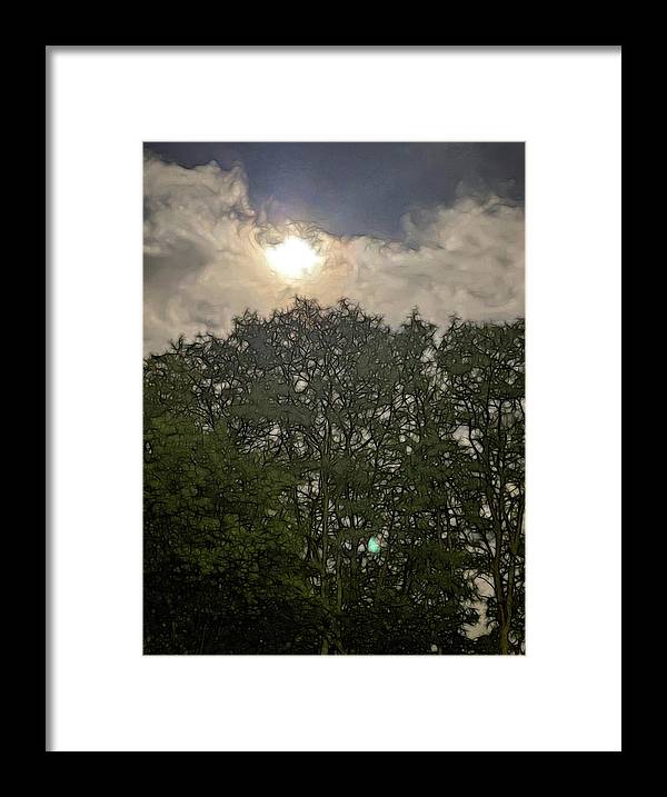 Harvest Moon Over Trees - Framed Print