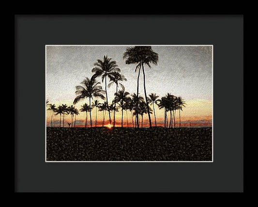 Hawaiian Sunset Rock Painting - Framed Print