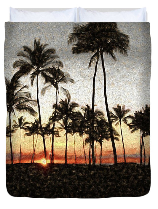 Hawaiian Sunset Rock Painting - Duvet Cover