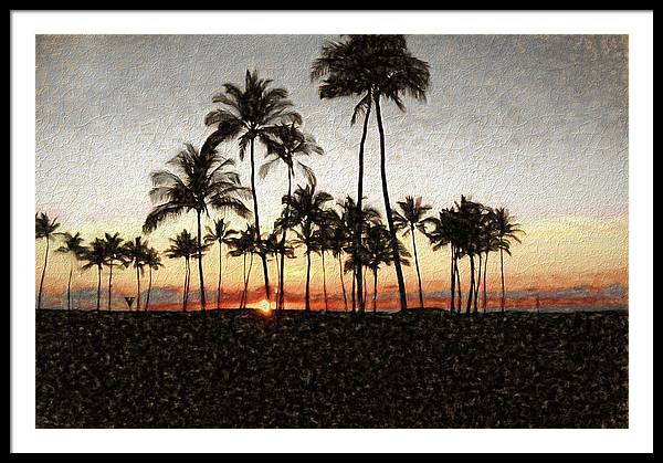 Hawaiian Sunset Rock Painting - Framed Print