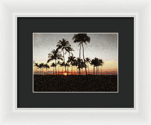 Hawaiian Sunset Rock Painting - Framed Print