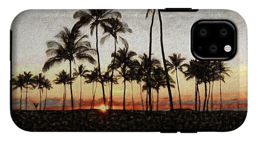 Hawaiian Sunset Rock Painting - Phone Case
