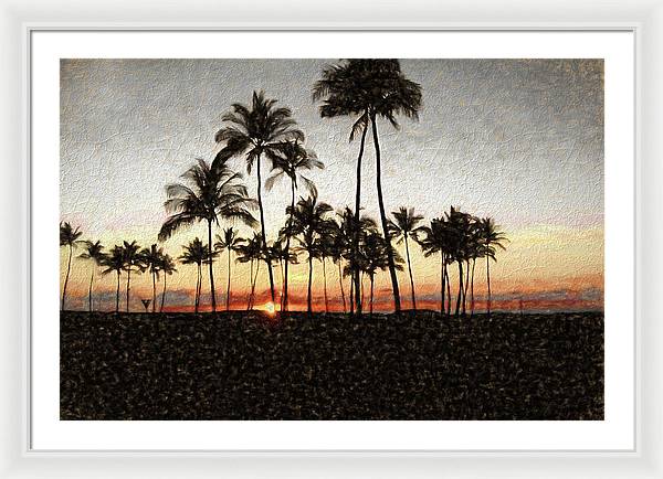 Hawaiian Sunset Rock Painting - Framed Print