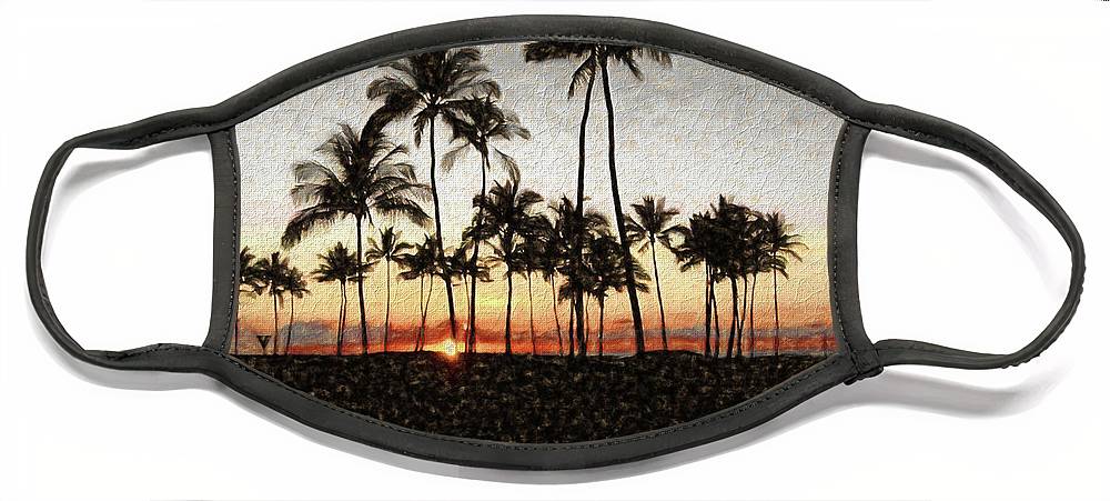 Hawaiian Sunset Rock Painting - Face Mask