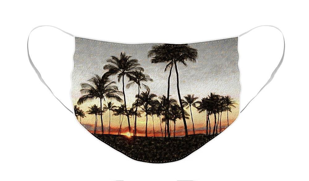 Hawaiian Sunset Rock Painting - Face Mask