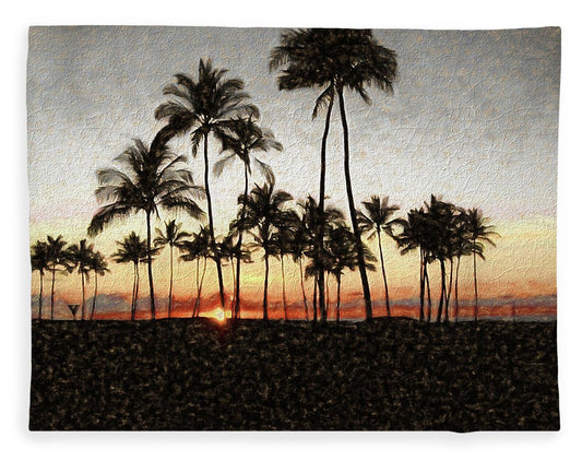 Hawaiian Sunset Rock Painting - Blanket