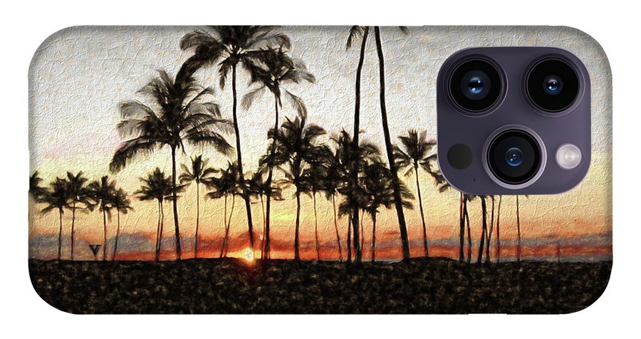 Hawaiian Sunset Rock Painting - Phone Case