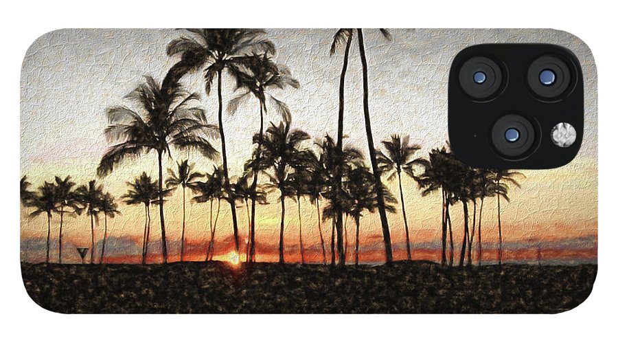 Hawaiian Sunset Rock Painting - Phone Case