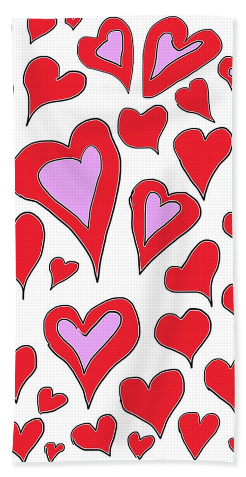 Hearts Drawing - Beach Towel