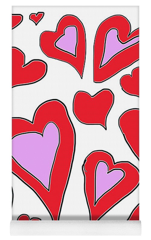 Hearts Drawing - Yoga Mat