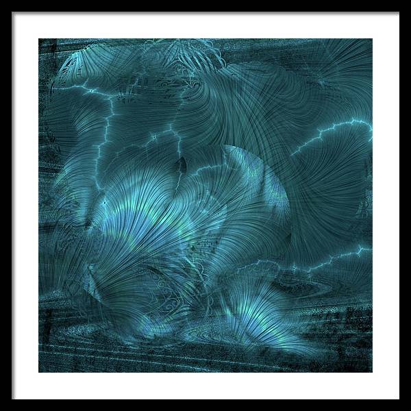 I gOt Memories Blue Metallic Abstract - Framed Print