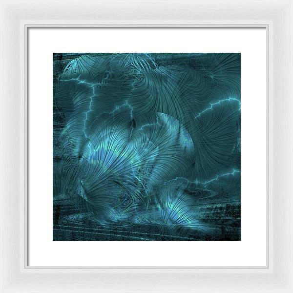 I gOt Memories Blue Metallic Abstract - Framed Print