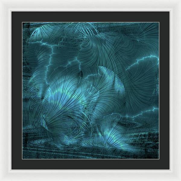 I gOt Memories Blue Metallic Abstract - Framed Print