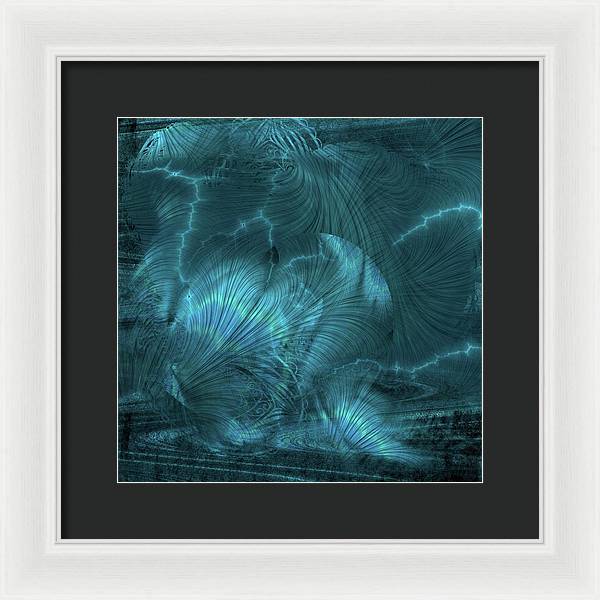 I gOt Memories Blue Metallic Abstract - Framed Print