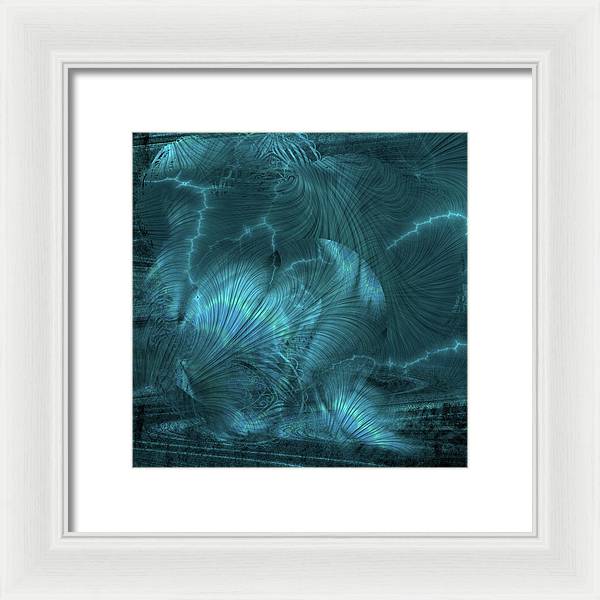 I gOt Memories Blue Metallic Abstract - Framed Print