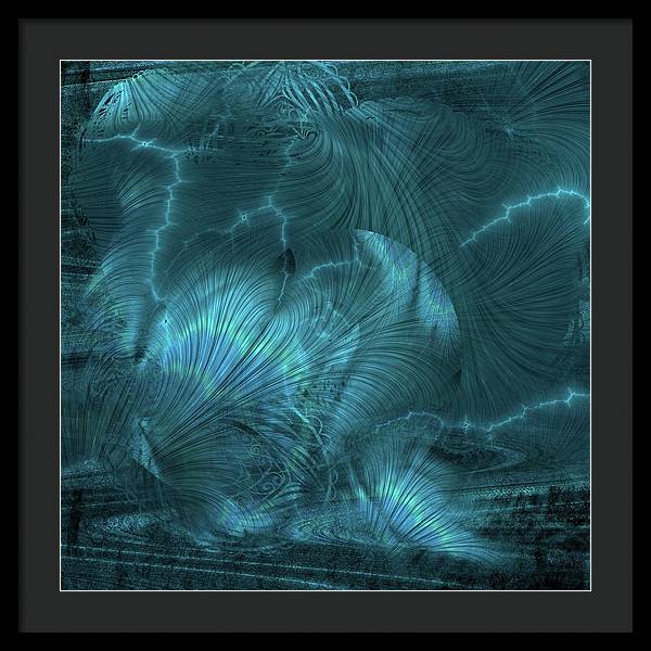 I gOt Memories Blue Metallic Abstract - Framed Print