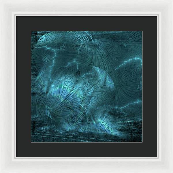 I gOt Memories Blue Metallic Abstract - Framed Print