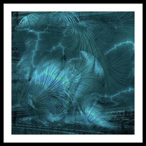 I gOt Memories Blue Metallic Abstract - Framed Print