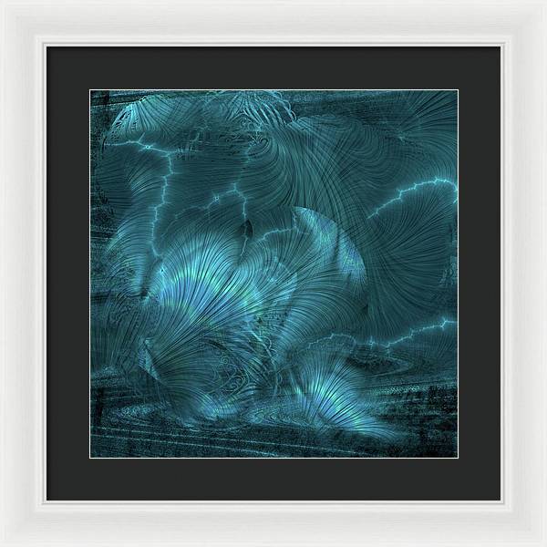 I gOt Memories Blue Metallic Abstract - Framed Print