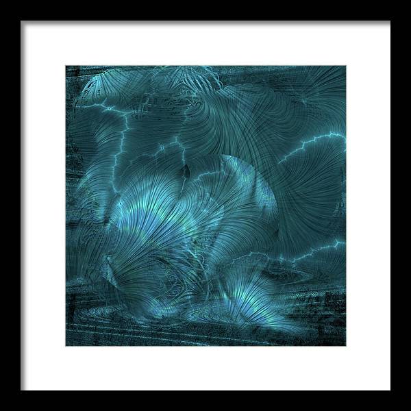 I gOt Memories Blue Metallic Abstract - Framed Print