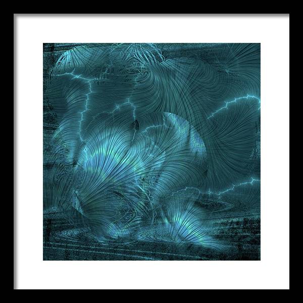 I gOt Memories Blue Metallic Abstract - Framed Print